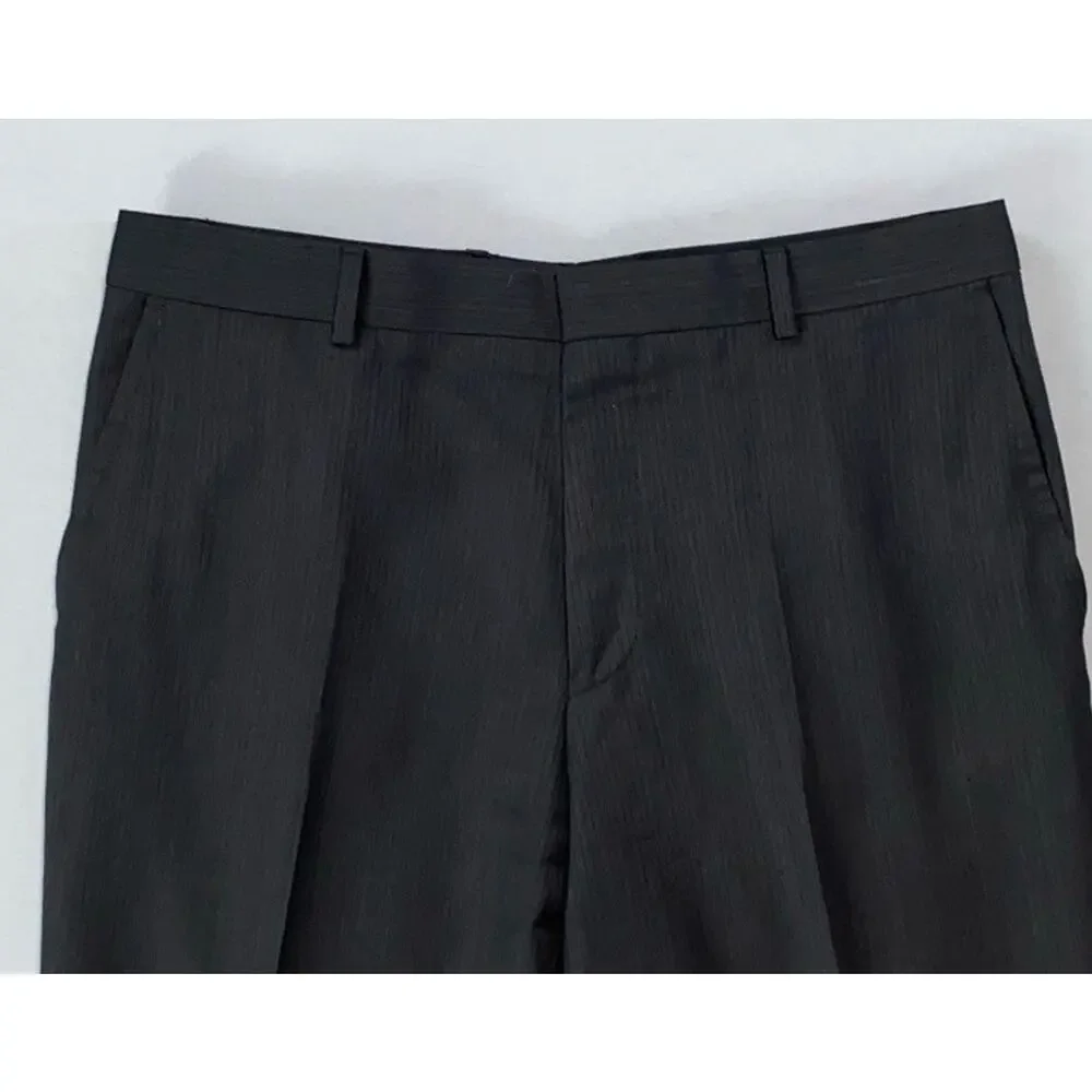 Hugo Boss Aeron/Hamen1 Flat Front Wool Dress Pants. Striped Sharkskin, 33X29.